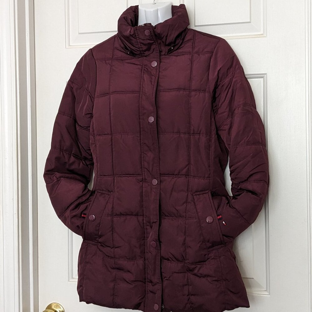 Tommy Hilfiger Burgundy Puffer Women's Long Jacket Size Small